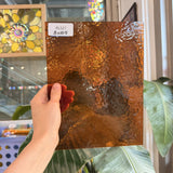 Medium Amber Transparent Hammered Wissmach Sheet Glass