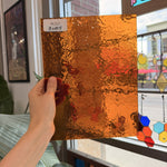 Medium Amber Transparent Hammered Wissmach Sheet Glass