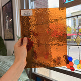 Medium Amber Transparent Hammered Wissmach Sheet Glass