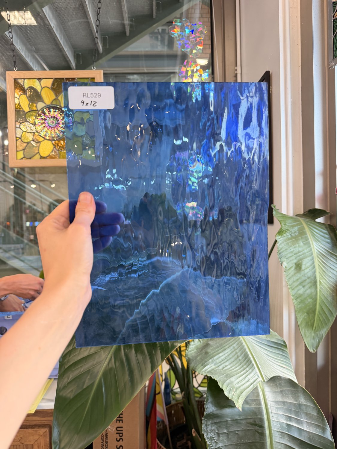 Vintage Medium Blue Spectrum Waterglass Sheet Glass