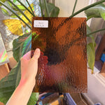Dark Amber Rough Rolled Oceanside Fusible 96 COE Sheet Glass