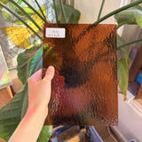 Dark Amber Rough Rolled Oceanside Fusible 96 COE Sheet Glass