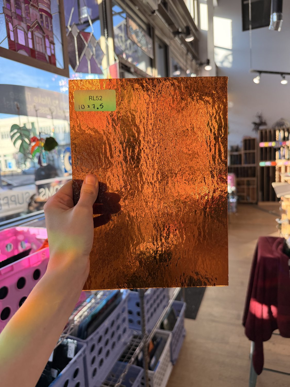 Dark Amber Rough Rolled Oceanside Fusible 96 COE Sheet Glass