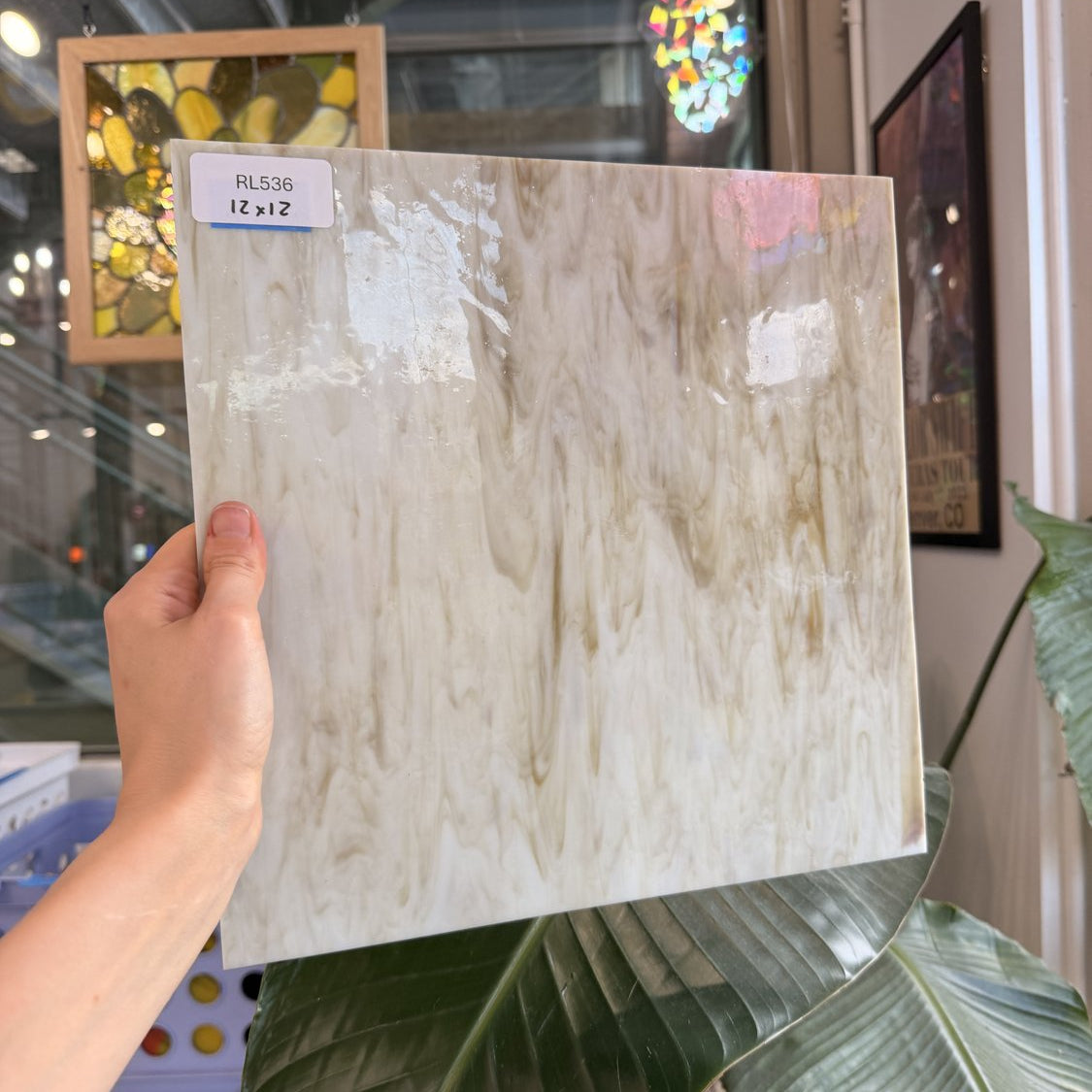 Marbled Brown Cream Wispy Sheet Glass