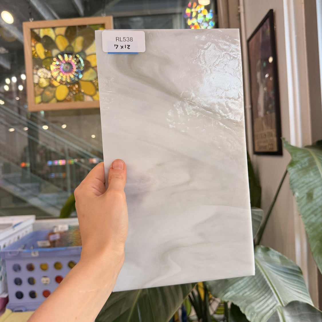 White Gray Mixed Opal Kokomo Sheet Glass