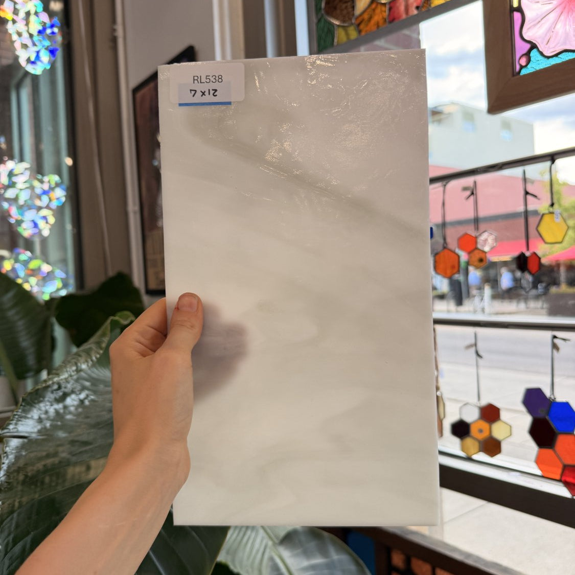 White Gray Mixed Opal Kokomo Sheet Glass
