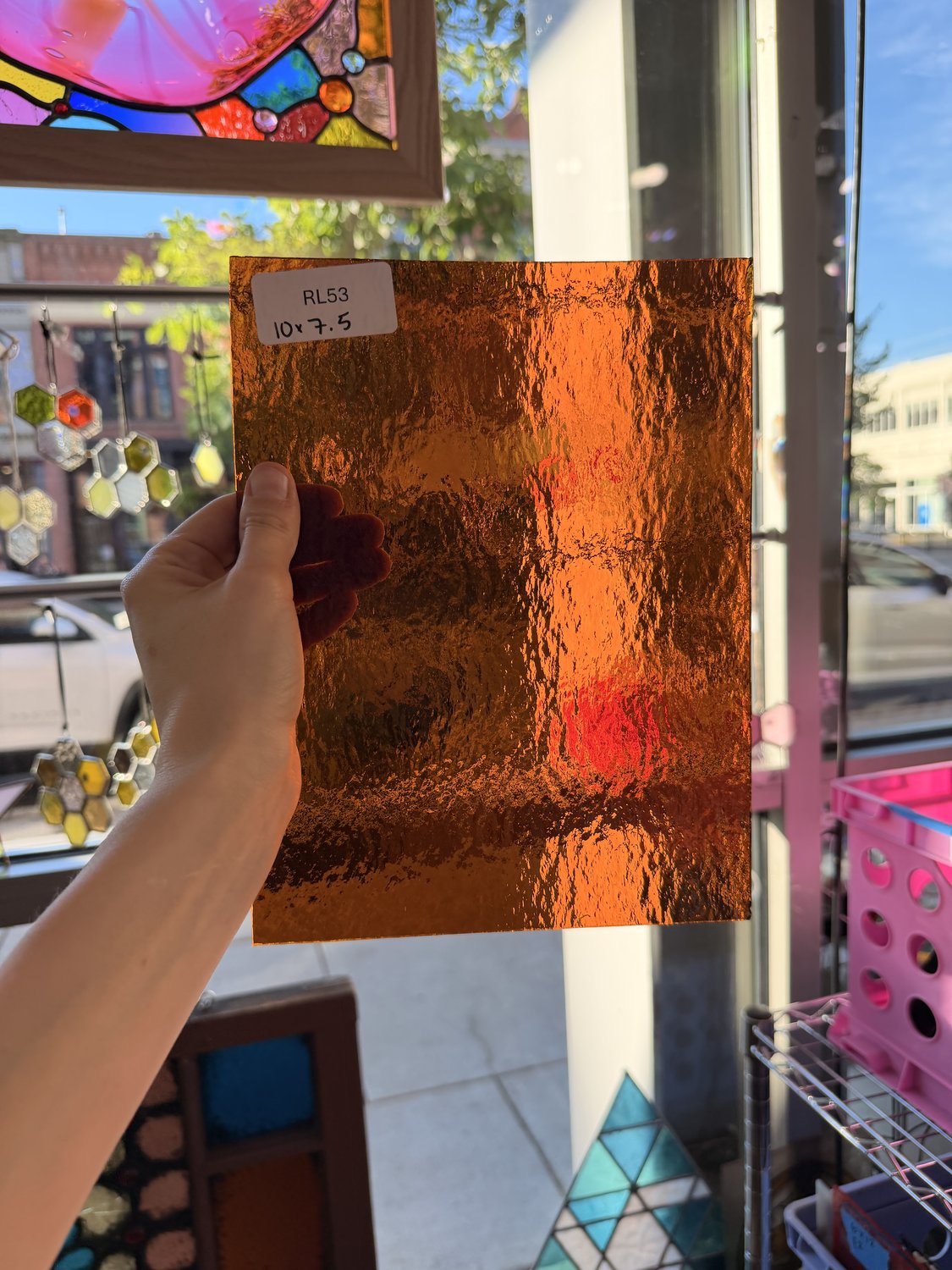 Dark Amber Rough Rolled Oceanside Fusible 96 COE Sheet Glass