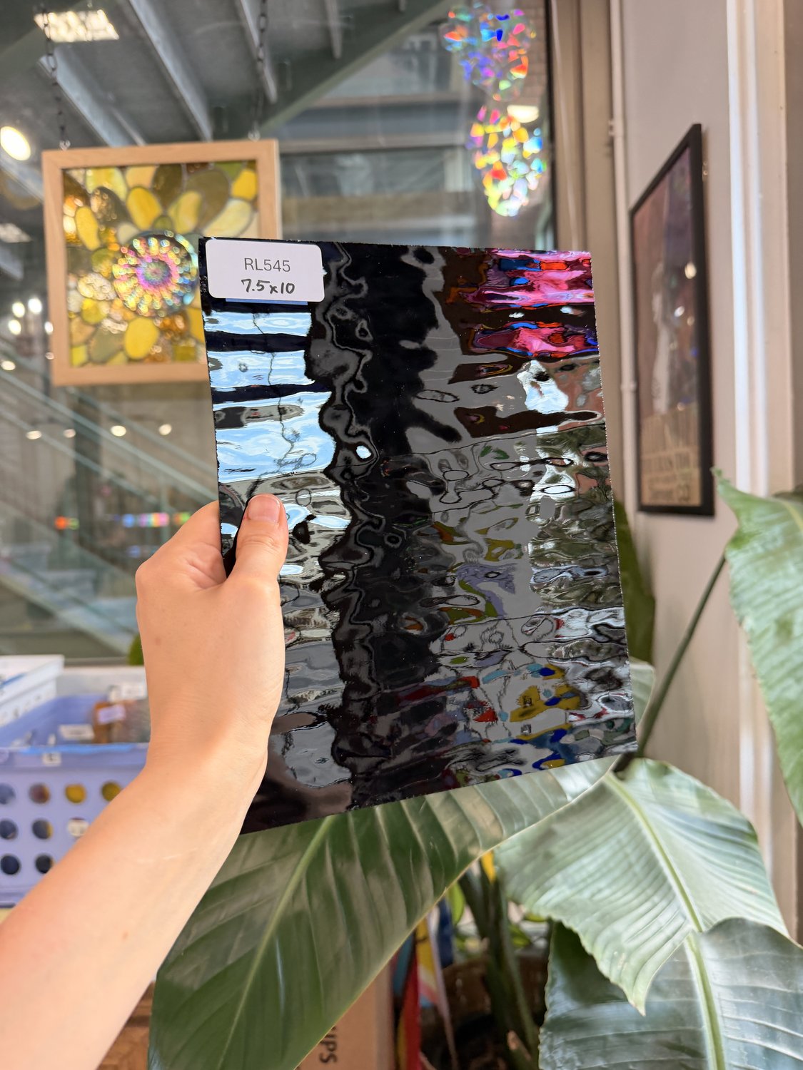 Vintage Black Spectrum Waterglass Sheet Glass