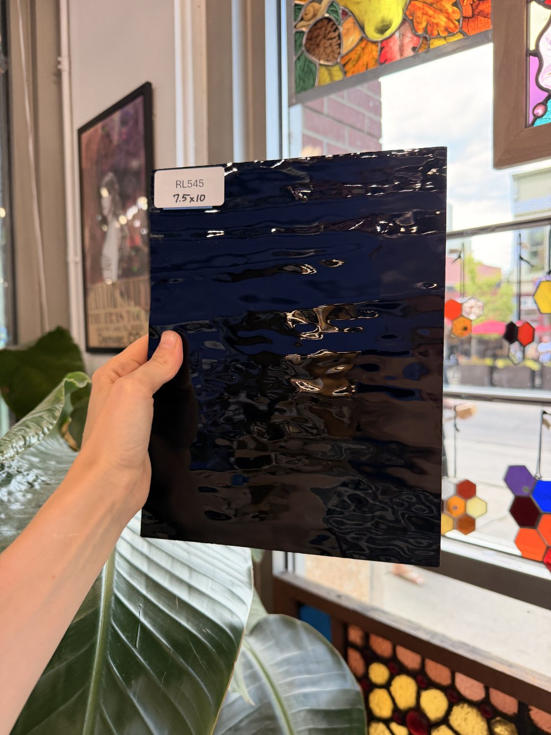 Vintage Black Spectrum Waterglass Sheet Glass