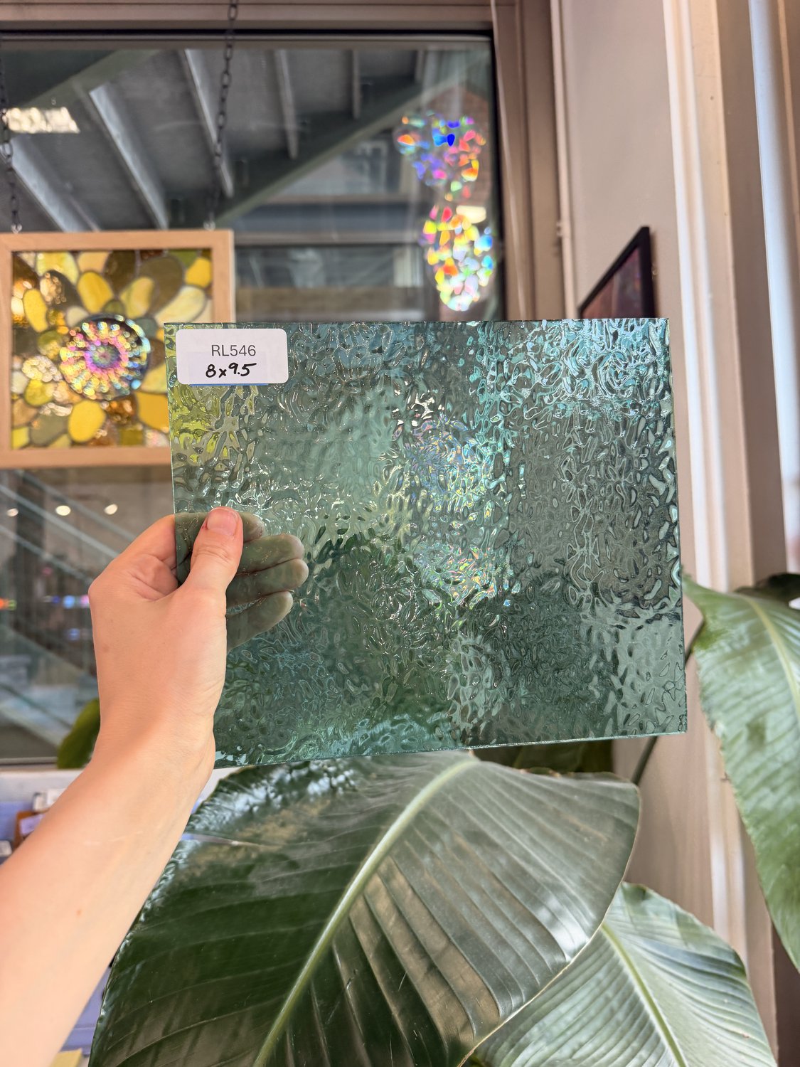 Light Blue English Muffle Sheet Glass