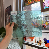 Light Blue English Muffle Sheet Glass