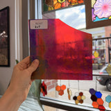 Red Transparent Iridescent Luminescent Fusible 96 COE Wissmach Sheet Glass