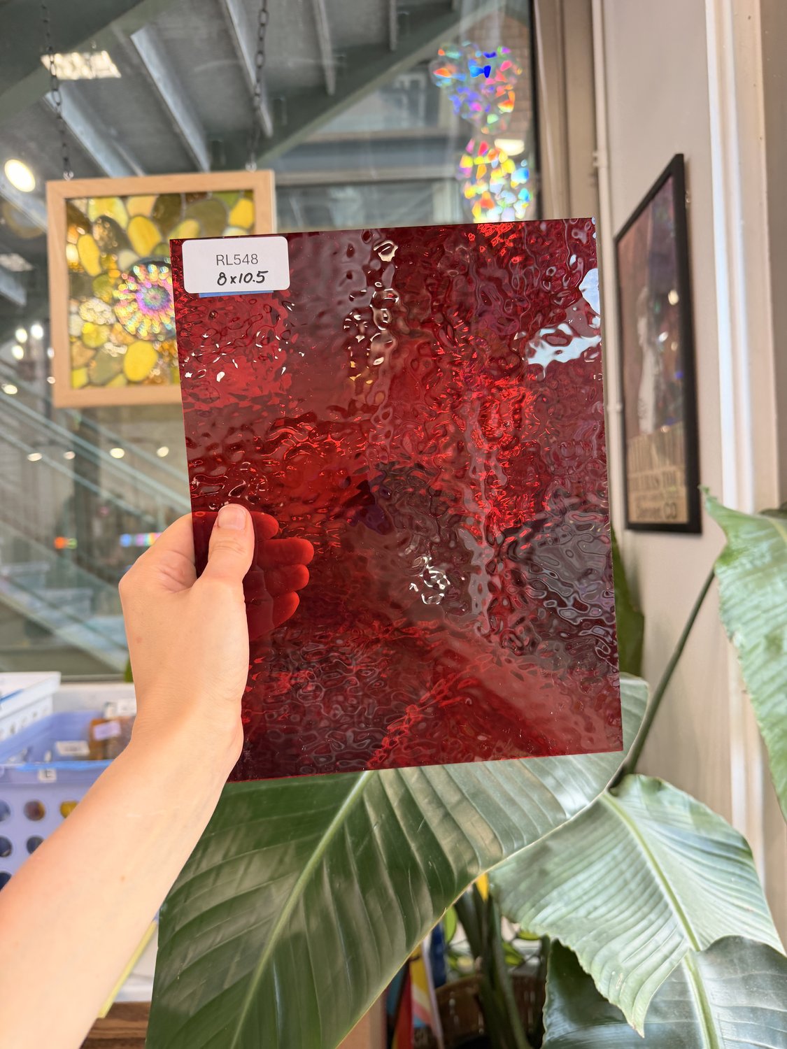 Transparent Bright Red Hammered Wissmach Sheet Glass
