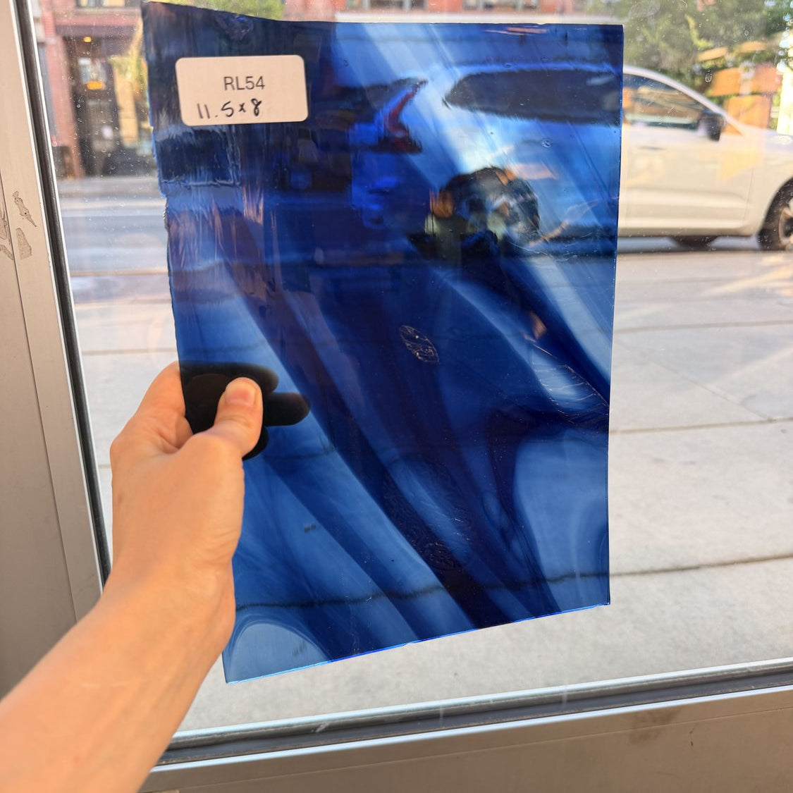 Blue Wispy Mouthblown Handmade English Sheet Glass