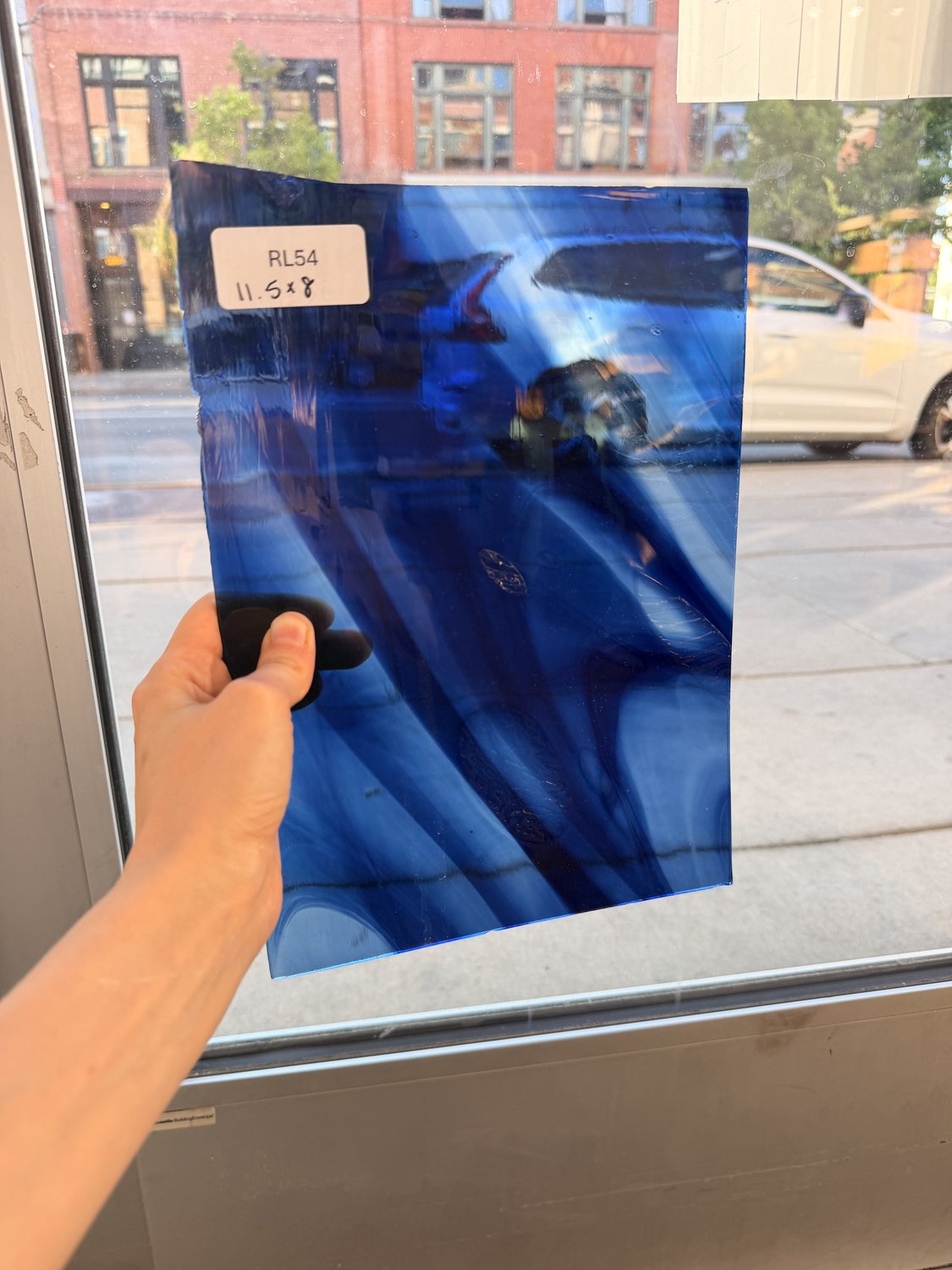 Blue Wispy Mouthblown Handmade English Sheet Glass