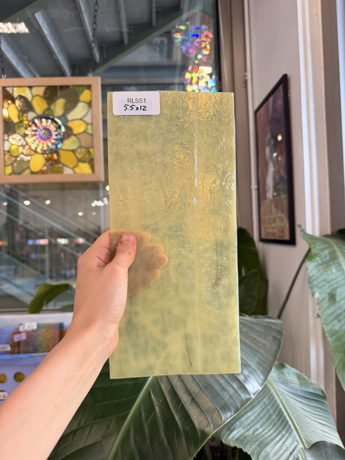 Yellow Transparent Mottled Vintage Chicago Art Glass