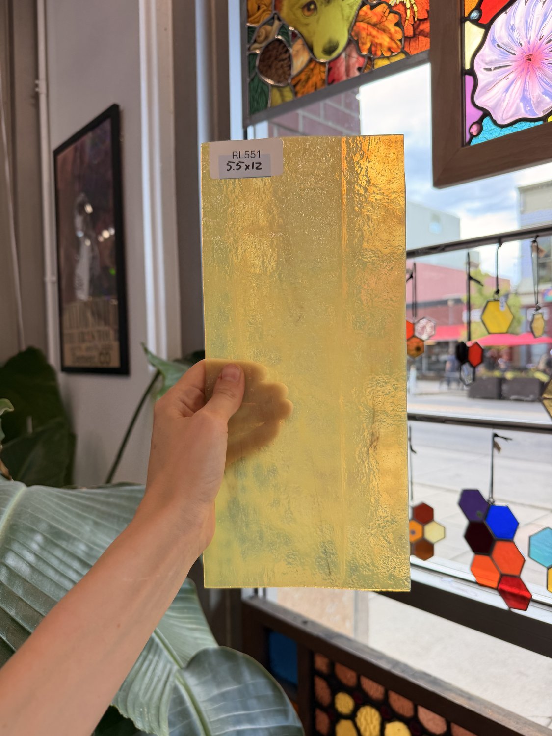Yellow Transparent Mottled Vintage Chicago Art Glass