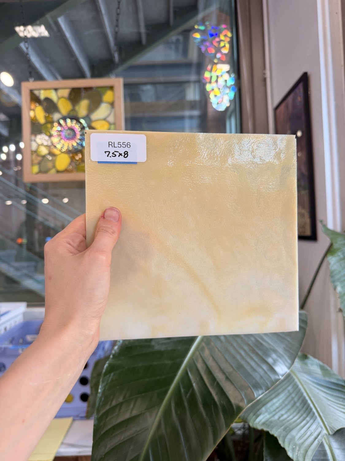 Tan Cream Mottled Chicago Art Glass Sheet Glass