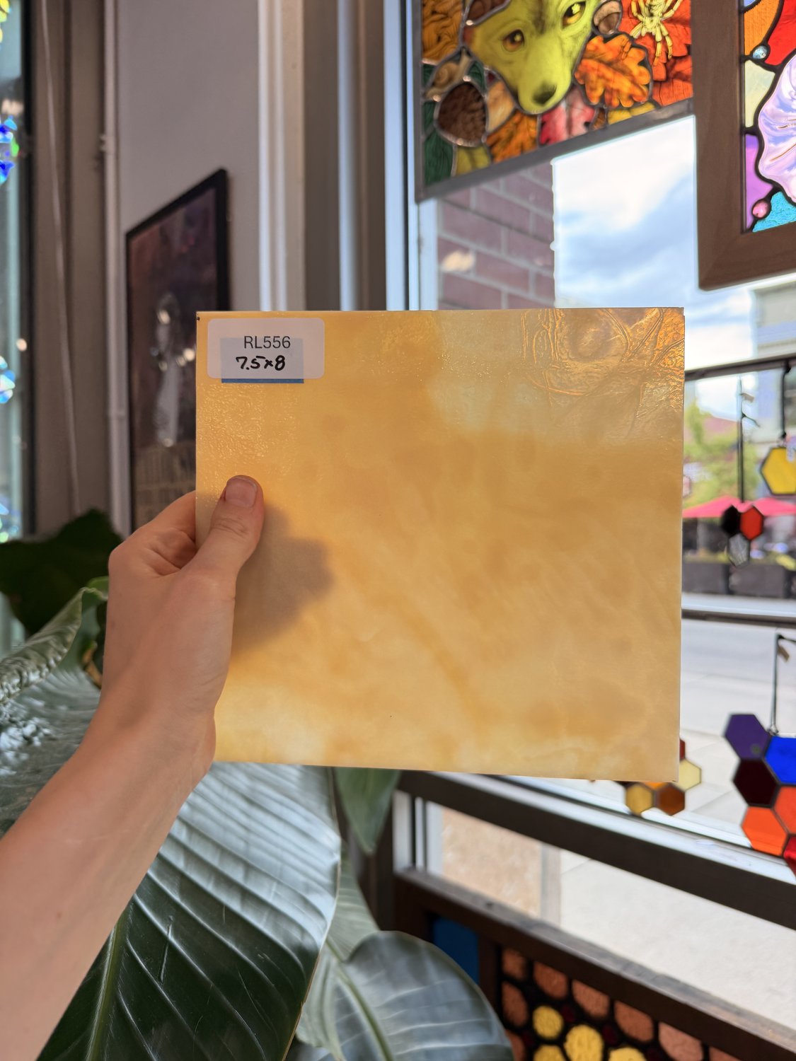 Tan Cream Mottled Chicago Art Glass Sheet Glass