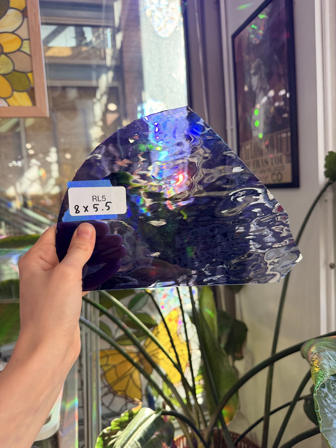 Blue Wispy Mouthblown Handmade English Sheet Glass