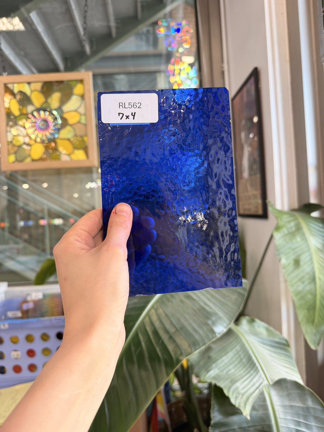 Dark Blue Hammered Transparent Sheet Glass