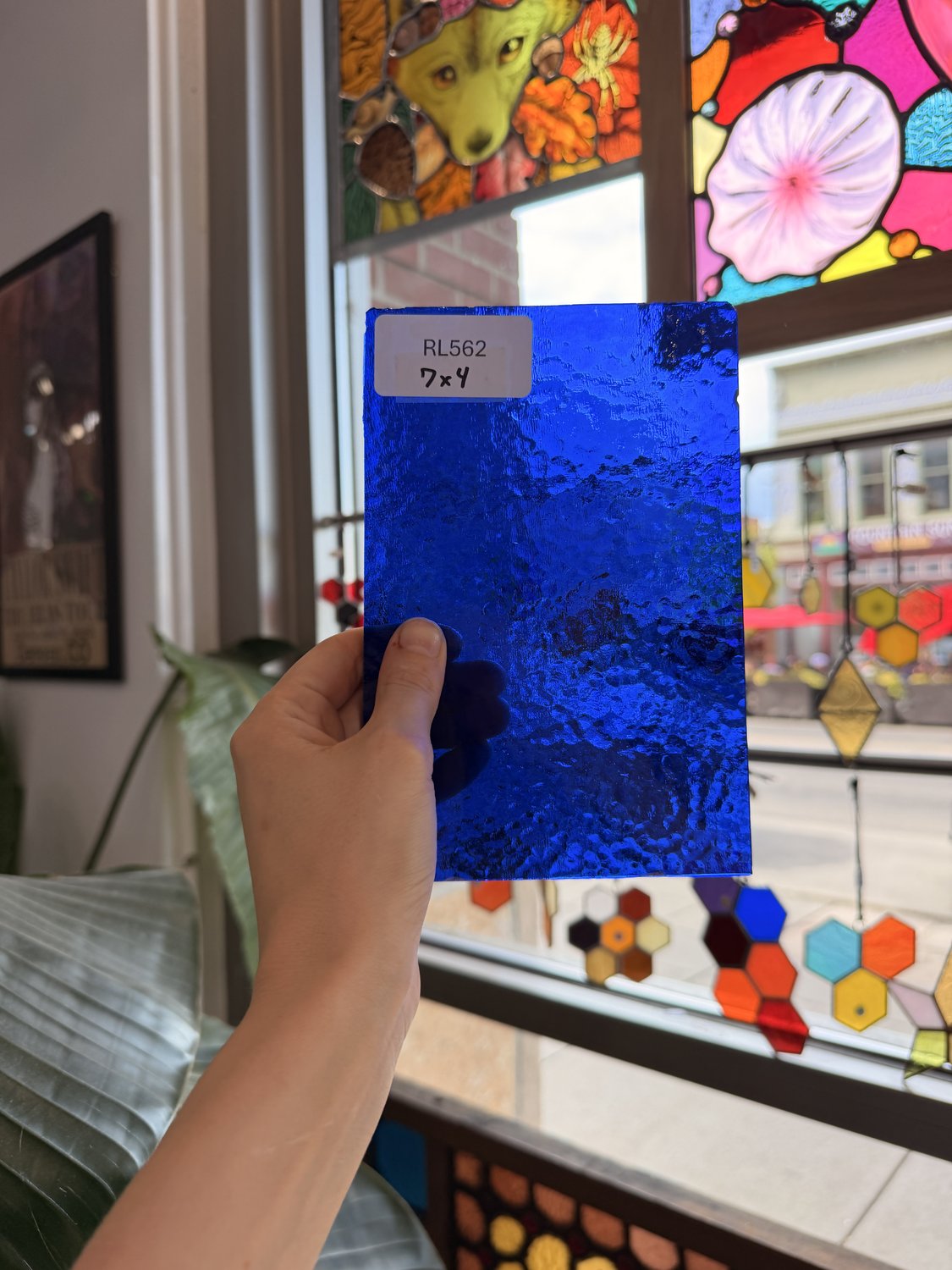 Dark Blue Hammered Transparent Sheet Glass