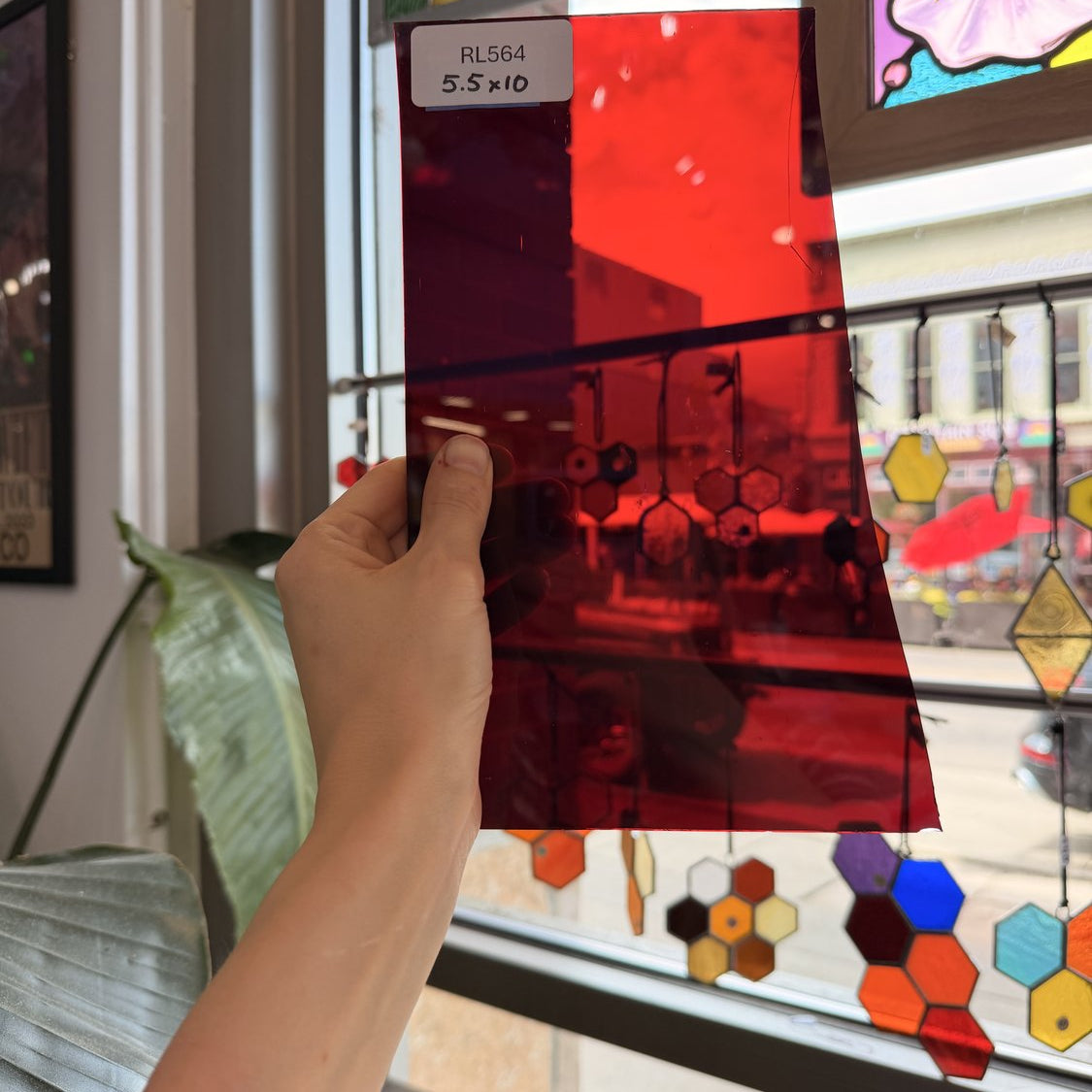 Dark Red on Clear St Just Flash Sheet Glass