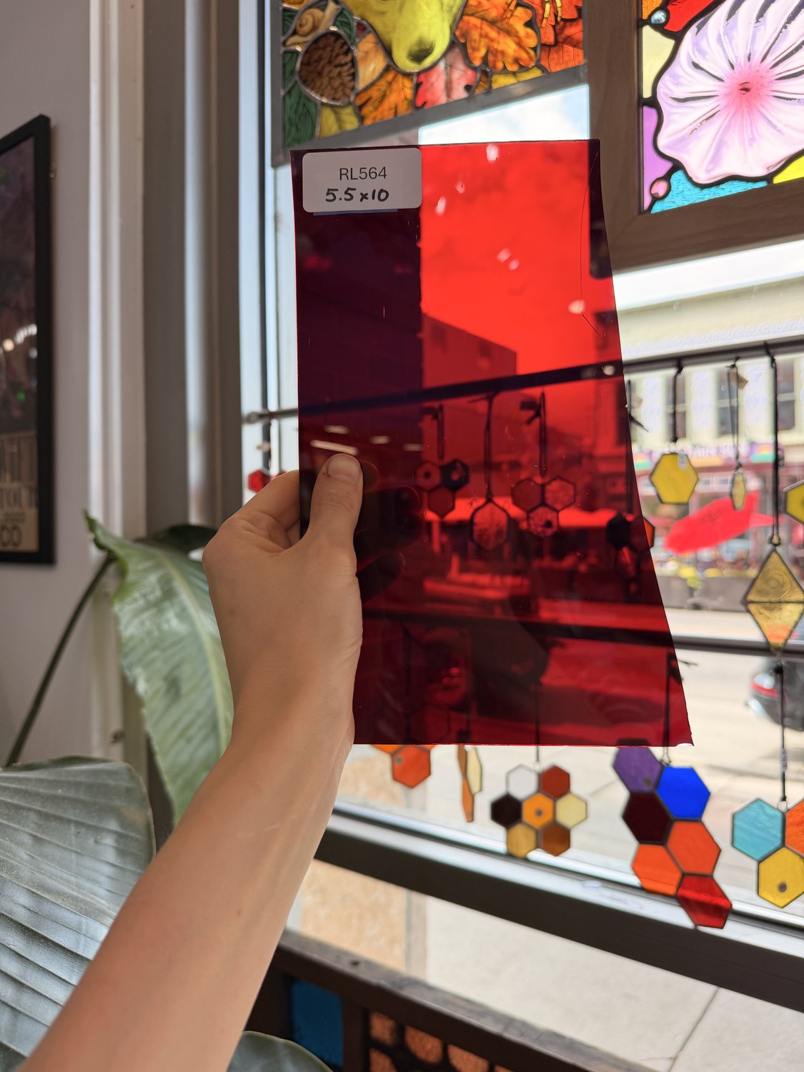 Dark Red on Clear St Just Flash Sheet Glass