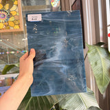Vintage Steel Blue White Wispy Spectrum Sheet Glass