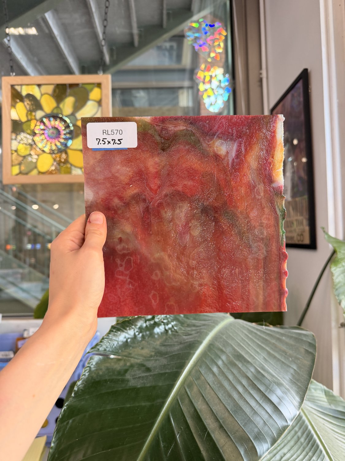 Red Mixed Mottled Uroboros Sheet Glass