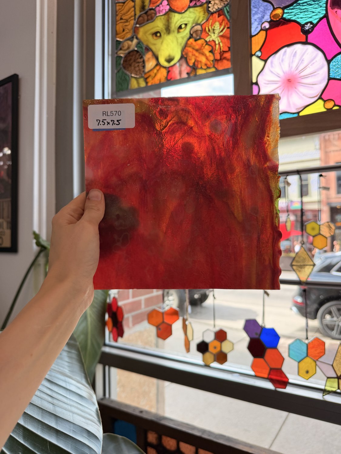 Red Mixed Mottled Uroboros Sheet Glass