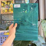 Vintage Teal Blue Wispy Spectrum Sheet Glass