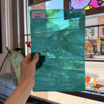 Vintage Teal Blue Wispy Spectrum Sheet Glass