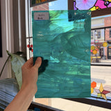 Vintage Teal Blue Wispy Spectrum Sheet Glass