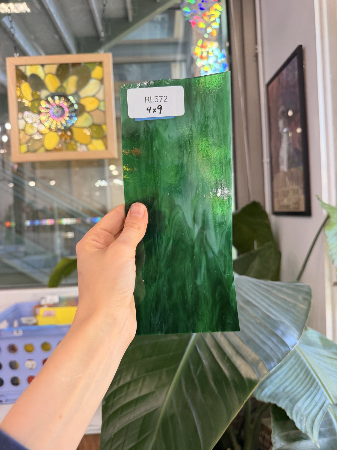 Dark Green White Wispy Kokomo Sheet Glass