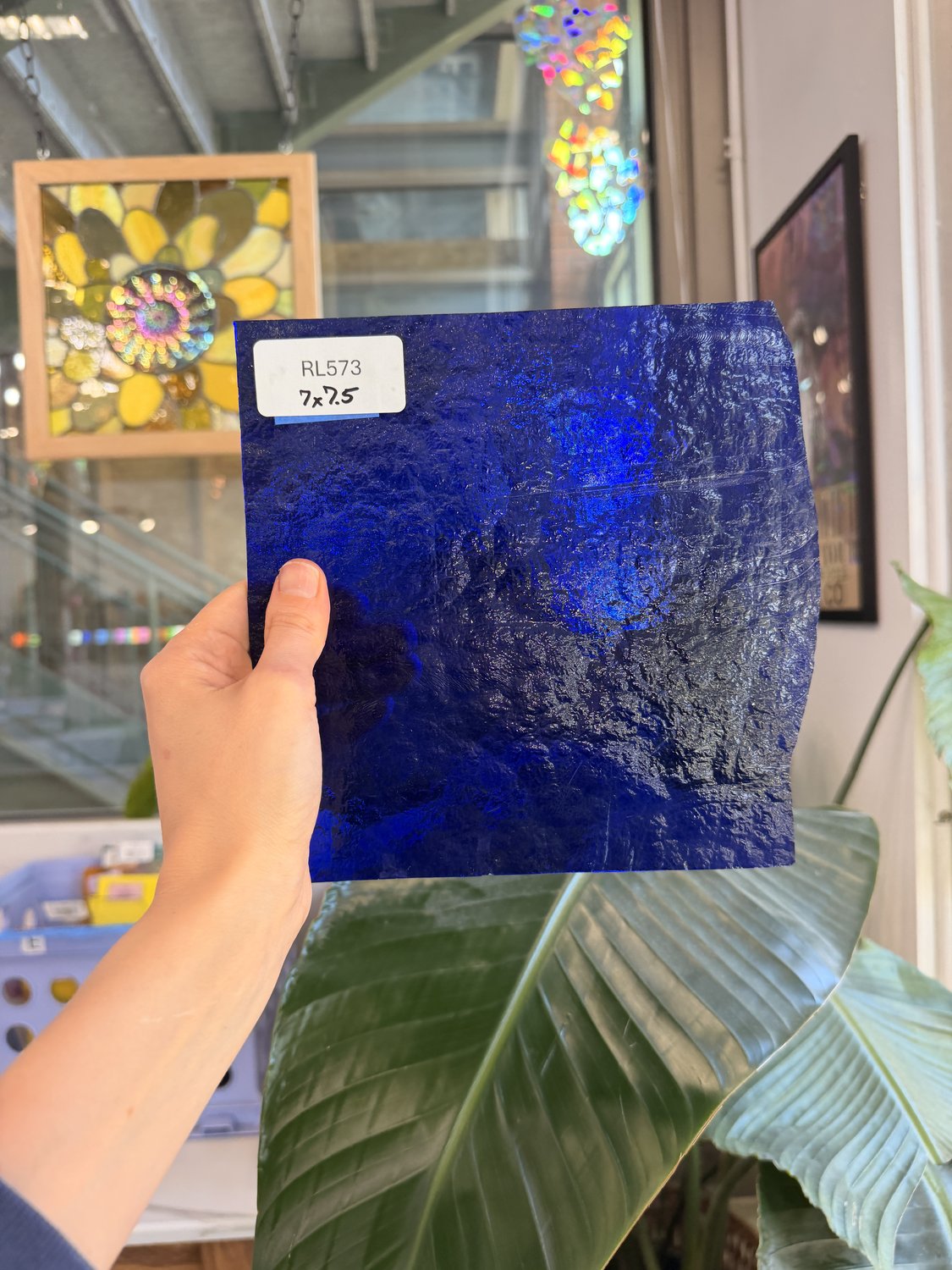 Dark Blue Transparent Hammered Sheet Glass