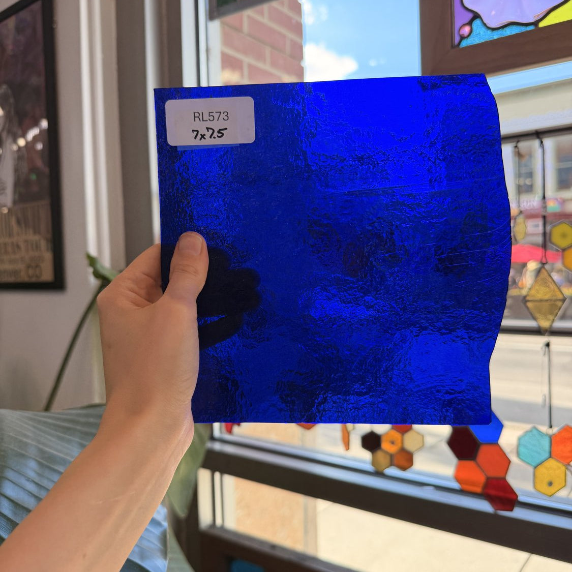 Dark Blue Transparent Hammered Sheet Glass