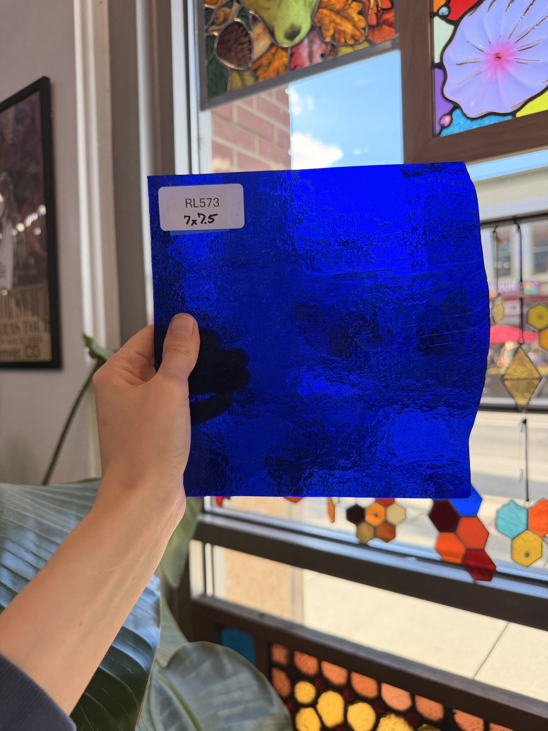 Dark Blue Transparent Hammered Sheet Glass