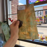 Amber Brown Mint Green Marbled Sheet Glass