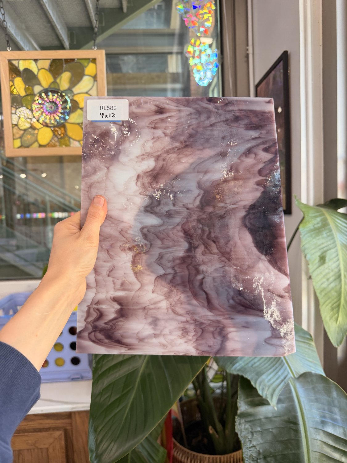 White Purple Mixed Wispy Opal Kokomo Sheet Glass – RL582