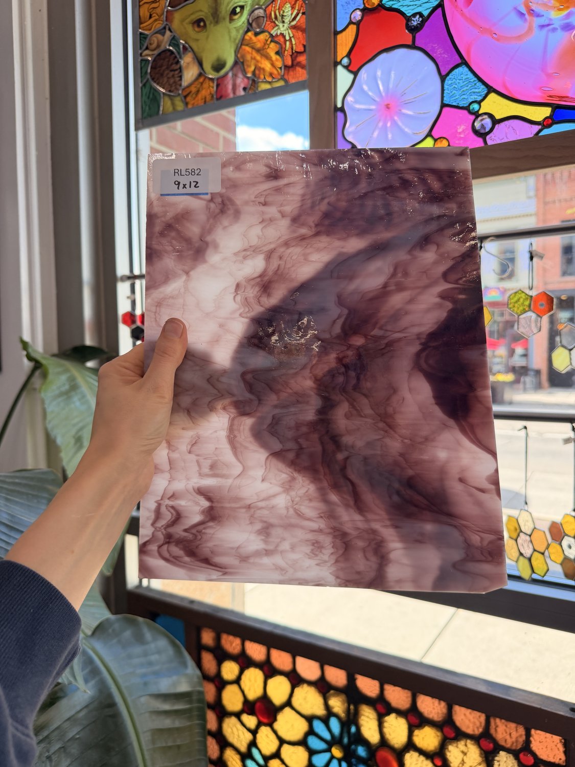 White Purple Mixed Wispy Opal Kokomo Sheet Glass – RL582