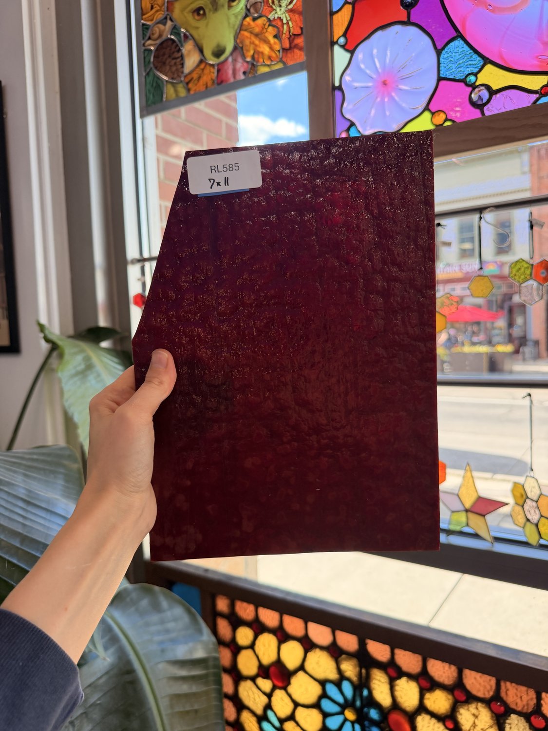 Dark Red Mottled Vintage Uroboros Sheet Glass