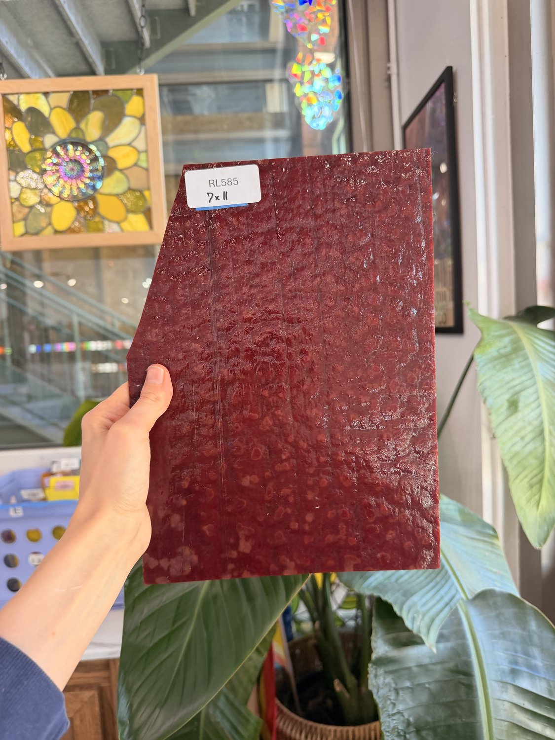 Dark Red Mottled Vintage Uroboros Sheet Glass