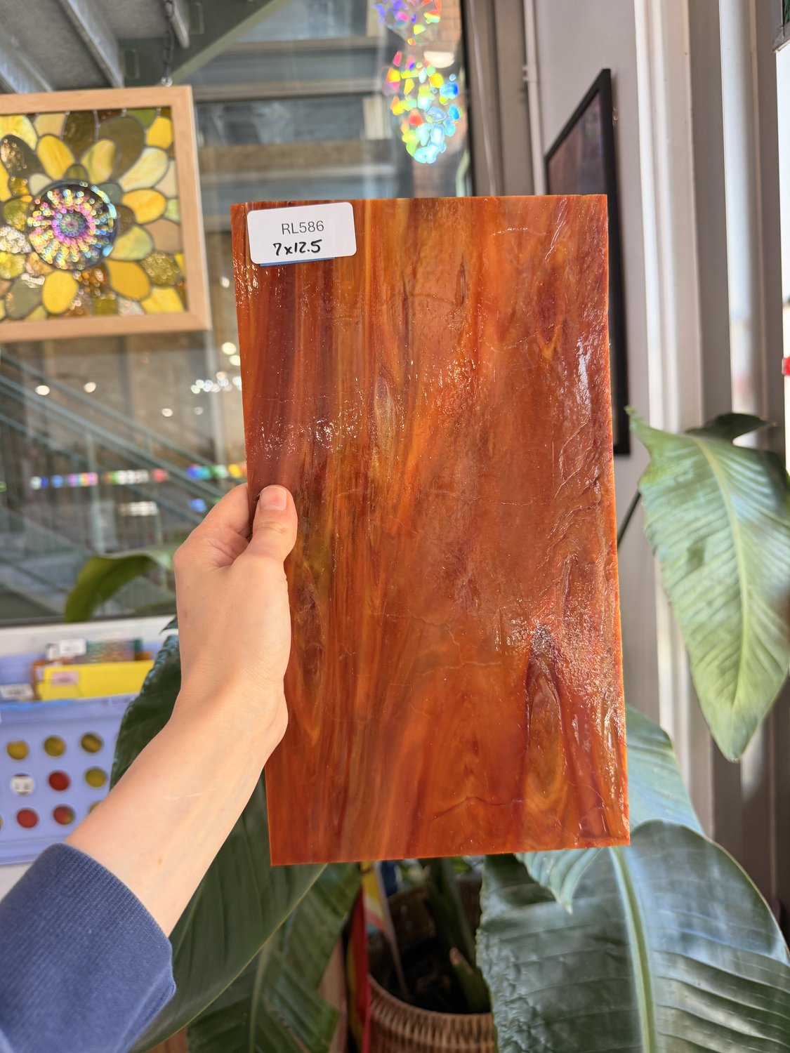 Dark Orange Red Mixed Chicago Art Glass
