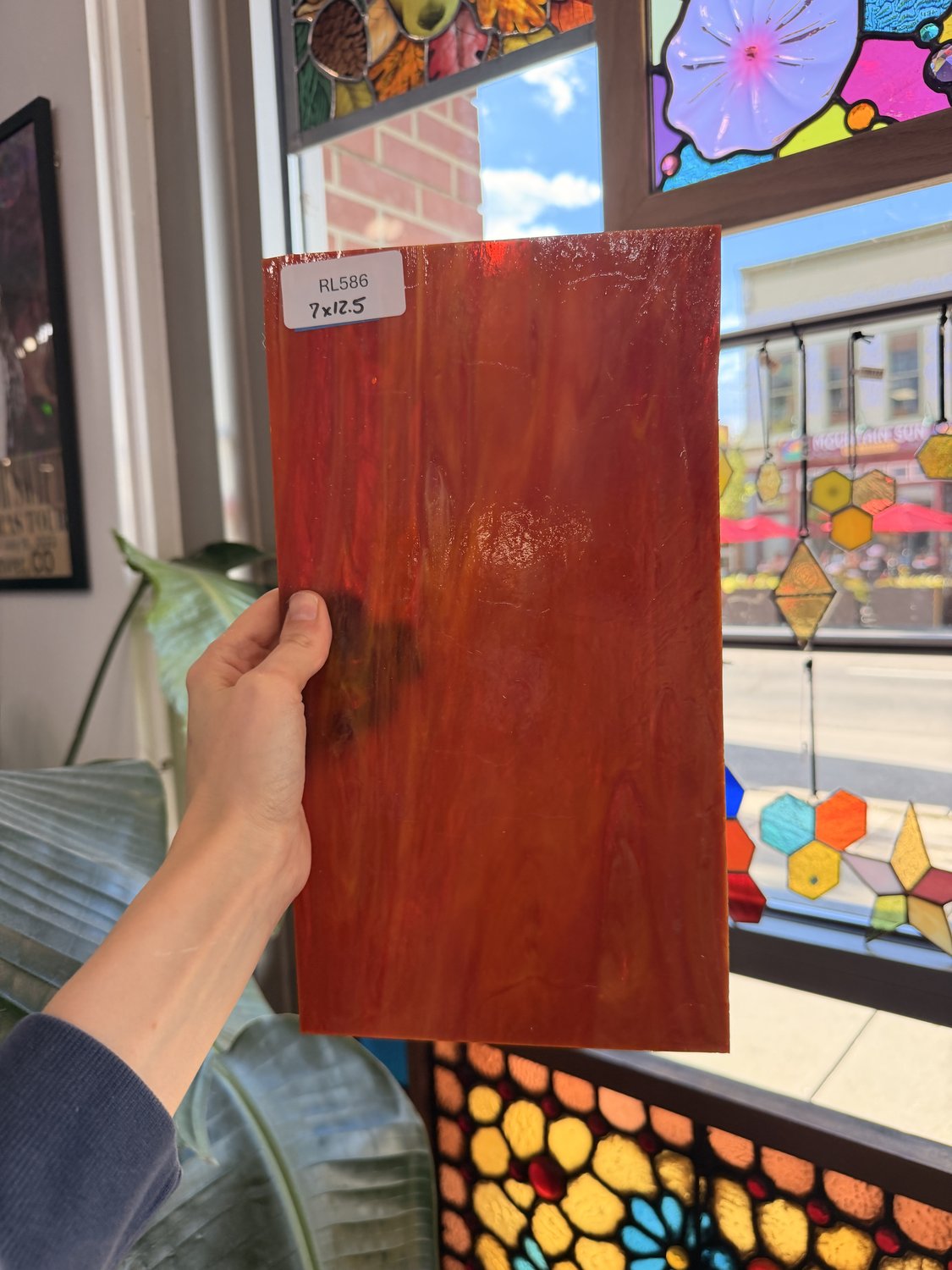 Dark Orange Red Mixed Chicago Art Glass