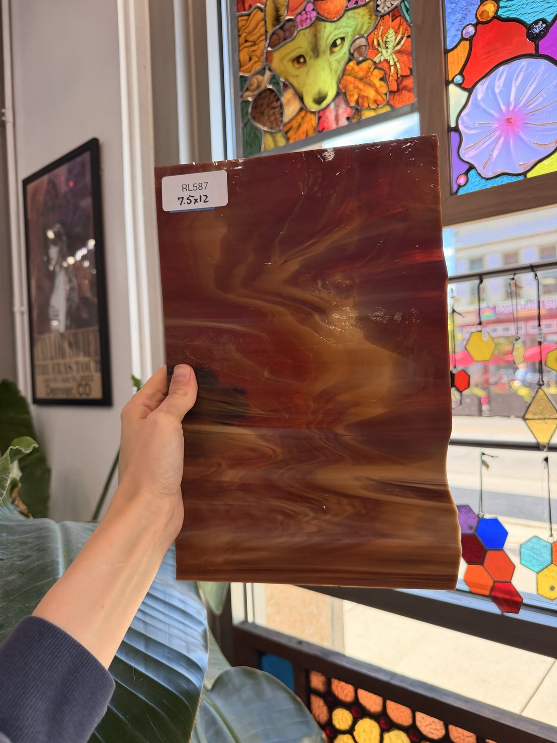 Vintage Brown White Wispy Spectrum Sheet Glass