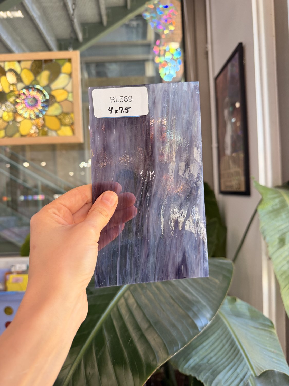 Vintage Purple White Clear Wispy Sheet Glass – RL589