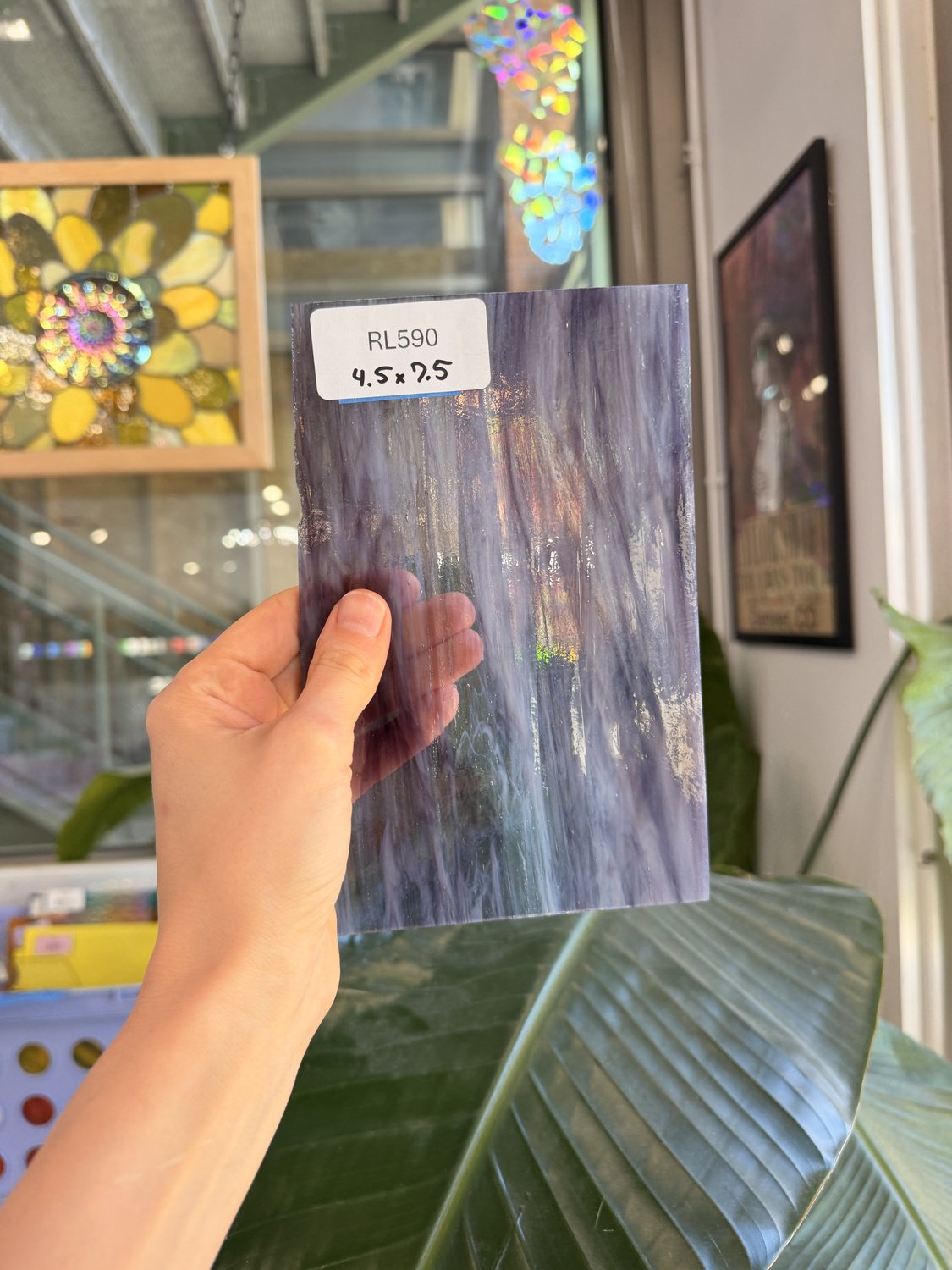 Vintage Purple White Clear Wispy Sheet Glass – RL590