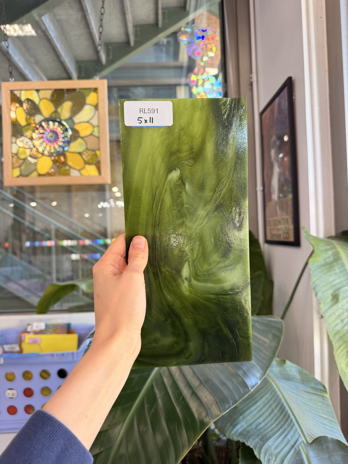 Dark and Lime Green Opal Kokomo Sheet Glass – RL591