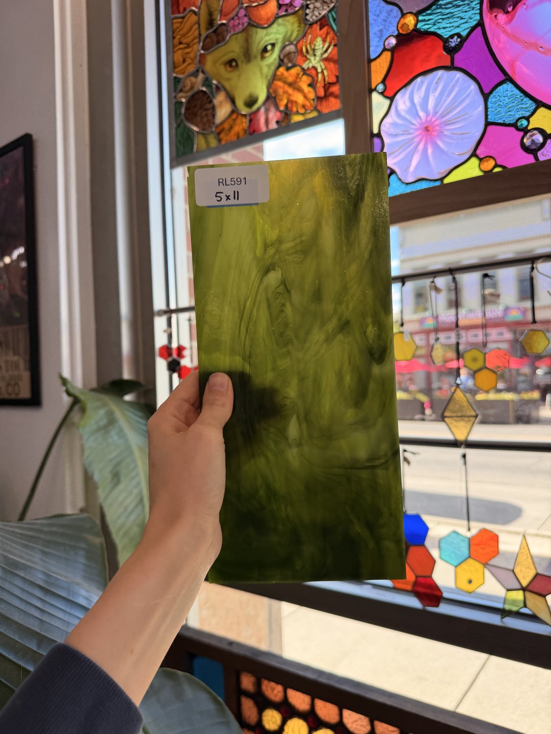Dark and Lime Green Opal Kokomo Sheet Glass – RL591